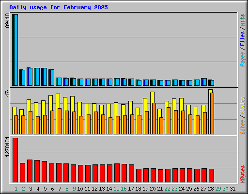 Daily usage for February 2025
