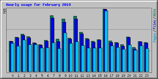 Hourly usage for February 2019